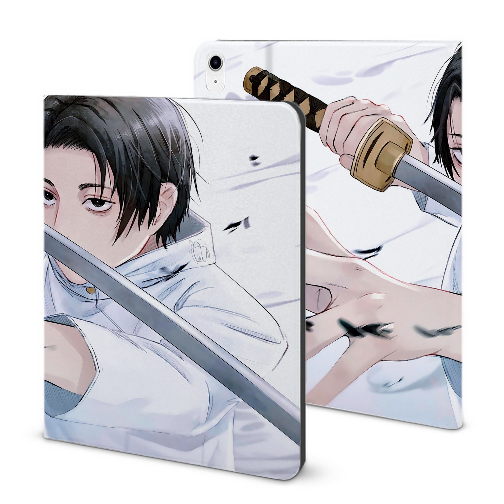 （画像用） 呪術廻戦 Jujutsu Kaisen IPad ケース ブック型 PUレザー TPU 耐衝撃 軽量 薄型 ペン収納なし 全面保護 IPad 各モデル対応